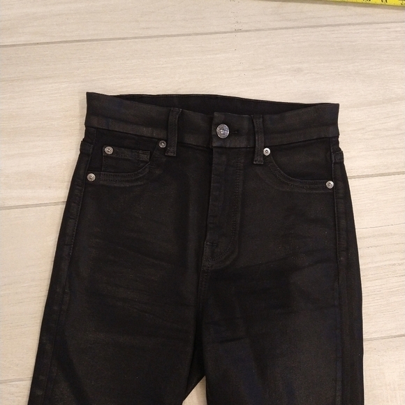 7 For All Mankind THE SKINNY COATED SLIM ILLUSION BLACK PANTS - Picture 6 of 10
